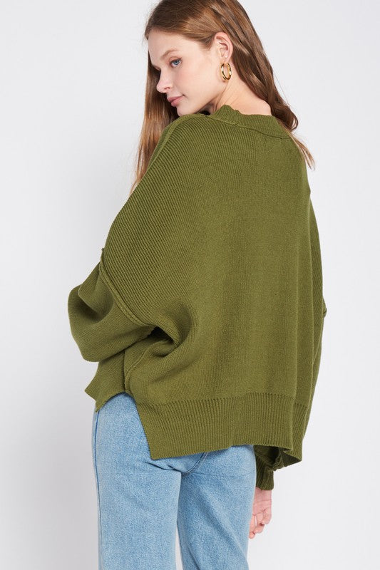 Over Fitted Long Sleeve Sweater Top