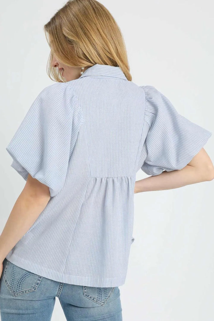 Umgee Smocked Puff Sleeve Blouse