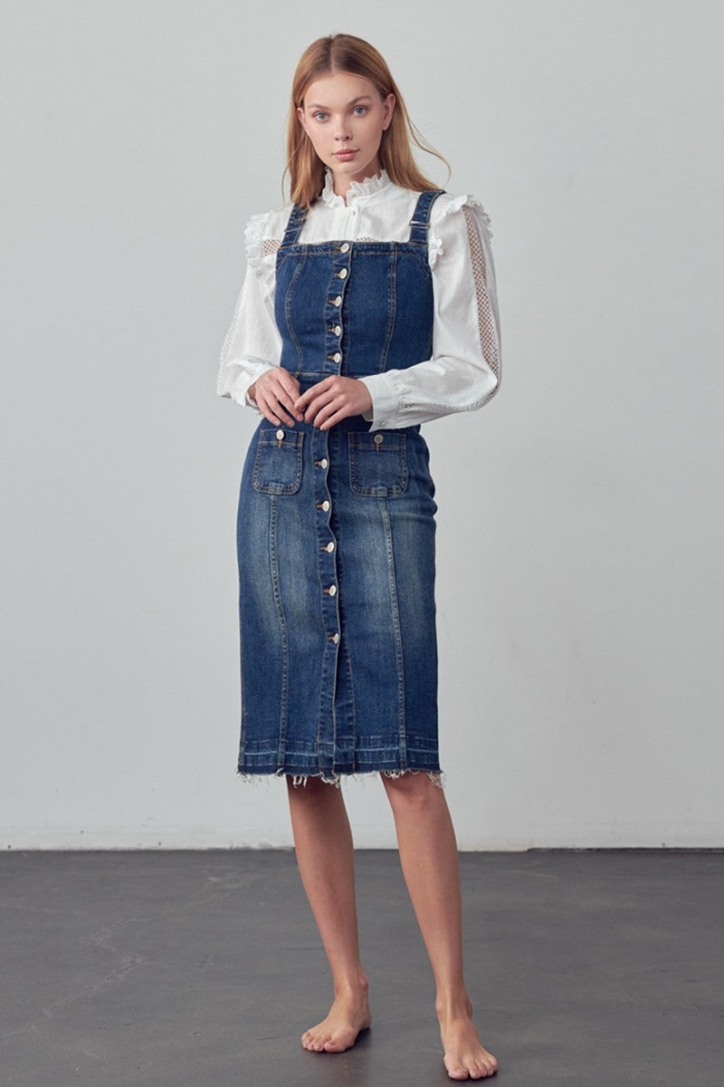 Dark Suspenders Denim Skirt