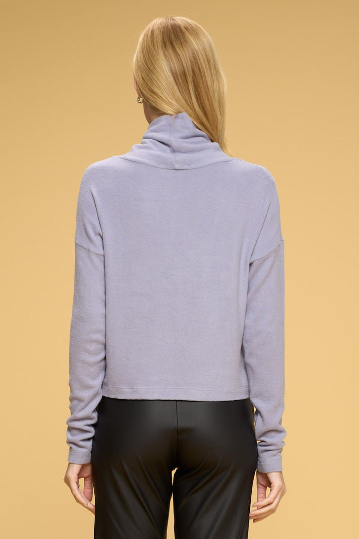 Brushed Knit Cowl Neck Long Sleeve Top 1