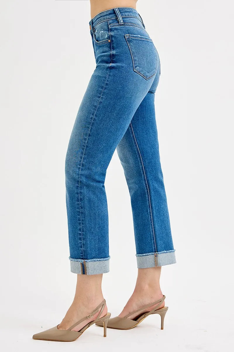 Dark Risen Full Size High Rise Boyfriend Fit Ankle Jeans Plus Size