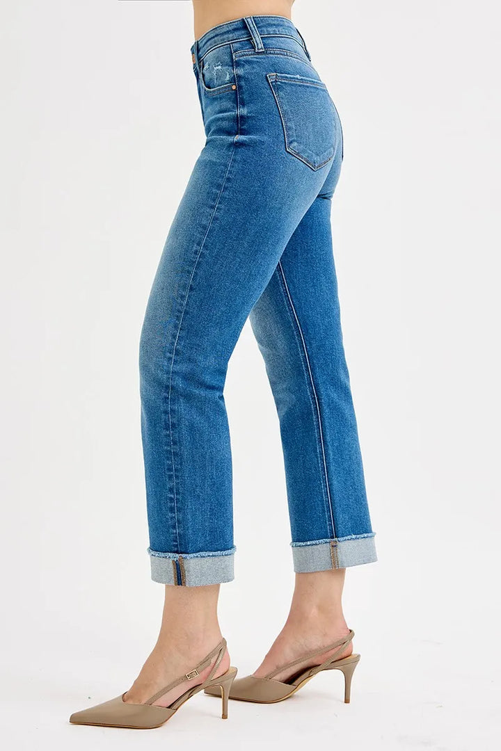 Dark Risen Full Size High Rise Boyfriend Fit Ankle Jeans Plus Size