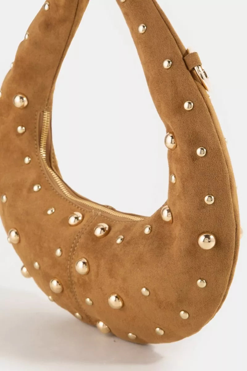Gbk Fame Dome Studded Chrome Crescent Hand Bag