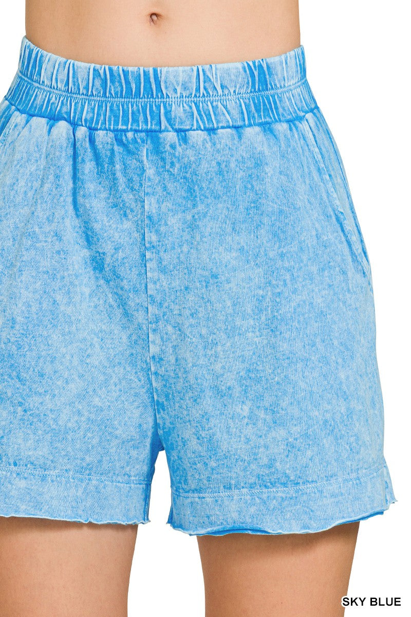 Zenana Halo Snow Washed Boxy Top Shorts Set 2