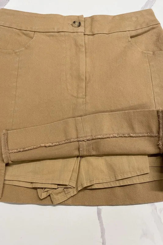 Khaki Annie Wear Comfort Stretch Cotton Slit Detailed Mini Skirt 3
