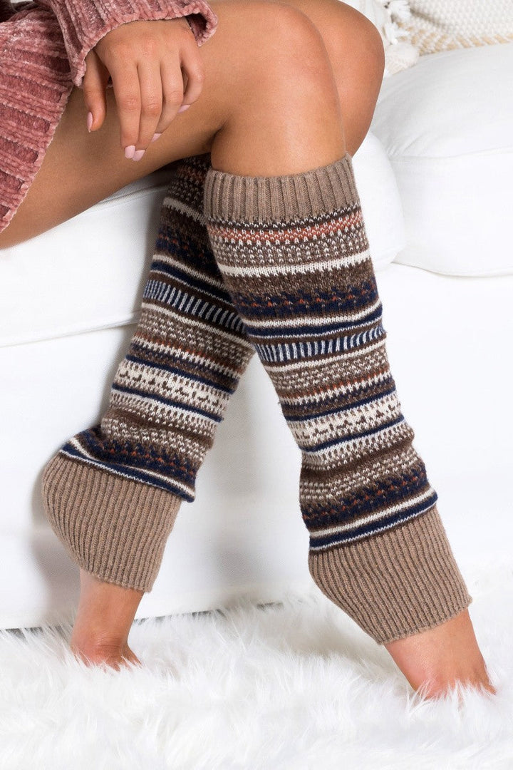 Taupe Short Fairisle Legwarmer | Anekay