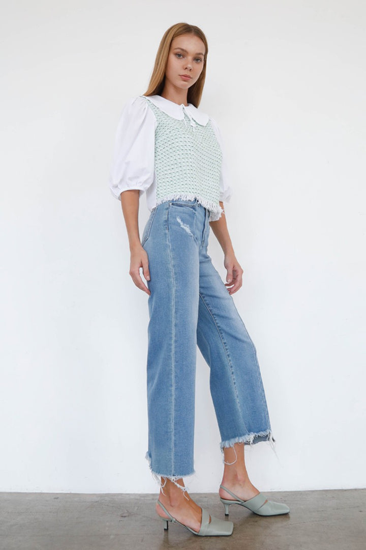 Light High Rise Wide Lege Ankel Jeans