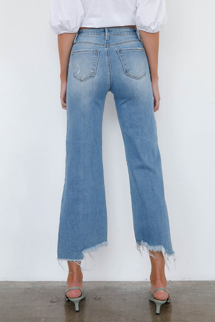 High Rise Wide Lege Ankel Jeans