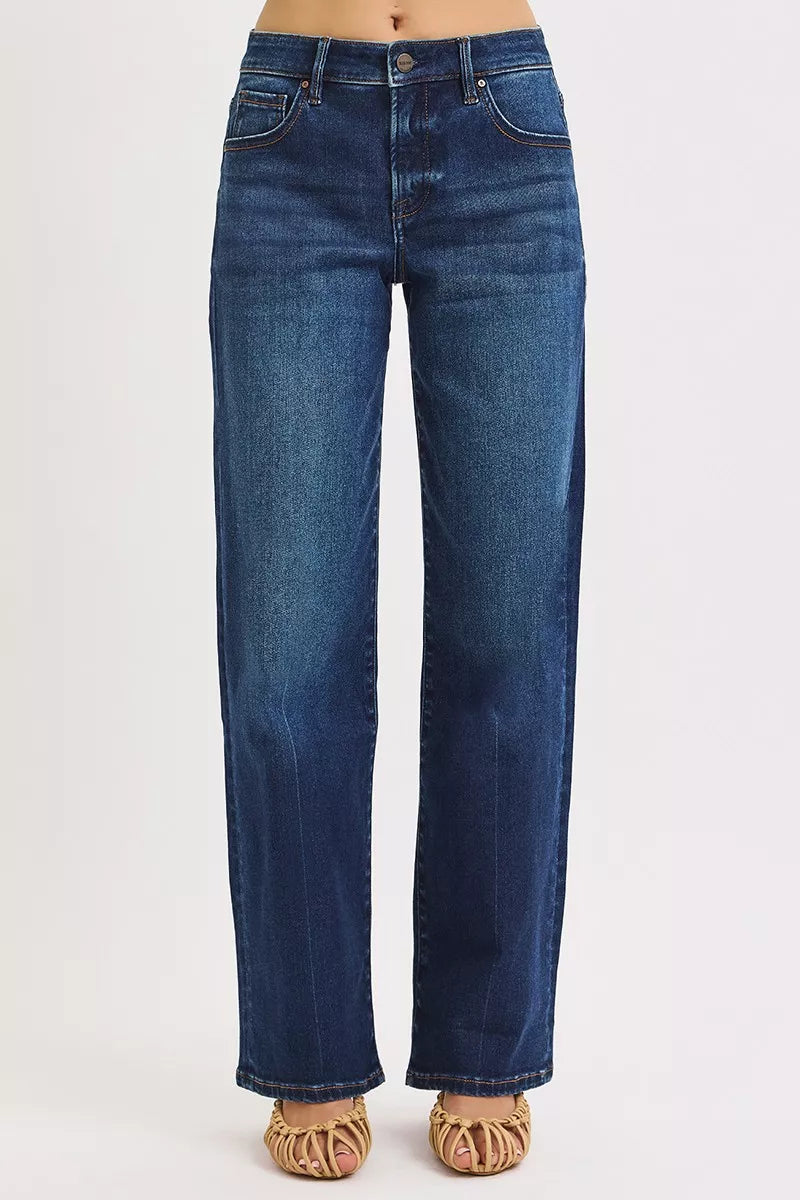 Dark Risen Mid Rise Wide Baggy Jeans