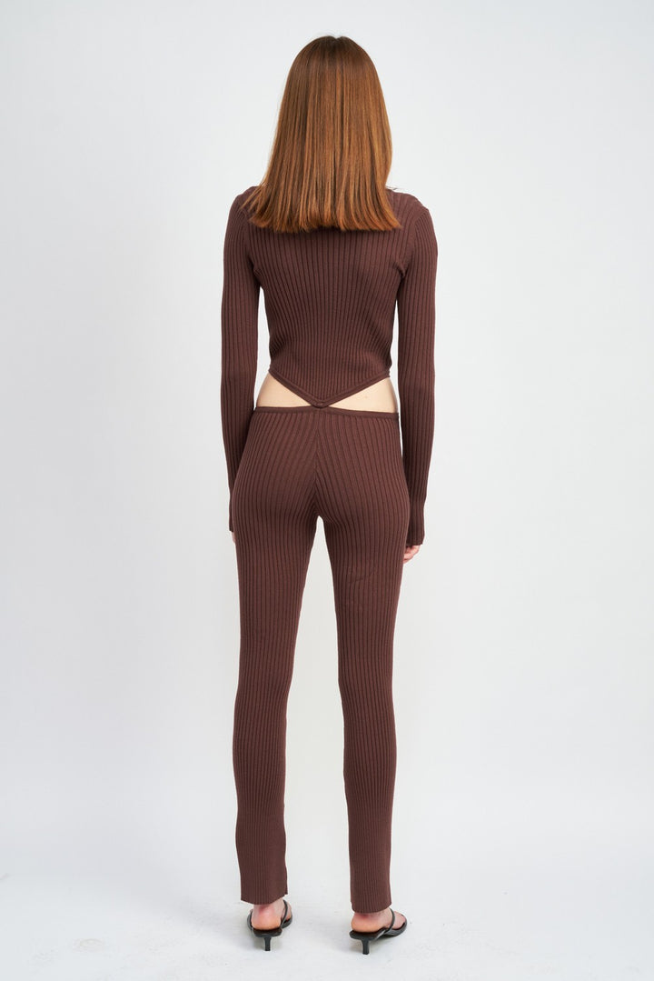 Long Sleeve Button Up Jumpsuit With Side Cut Outs