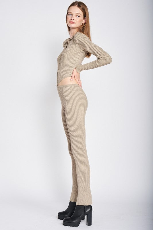Long Sleeve Button Up Jumpsuit With Side Cut Outs
