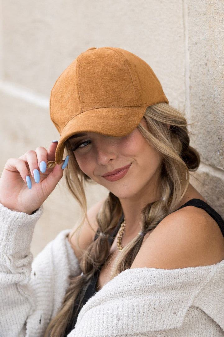 Khaki Suede Boyfriend Ball Cap Hat | Anekay
