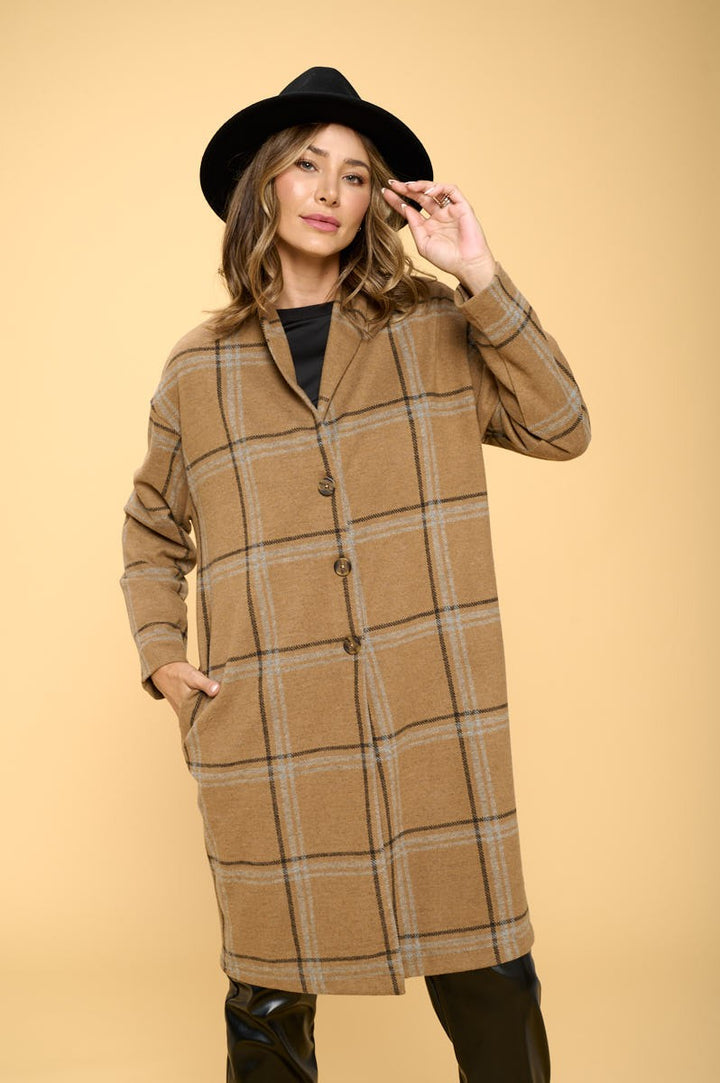 Ca Plaid Coat With Buttons And Pockets 1
