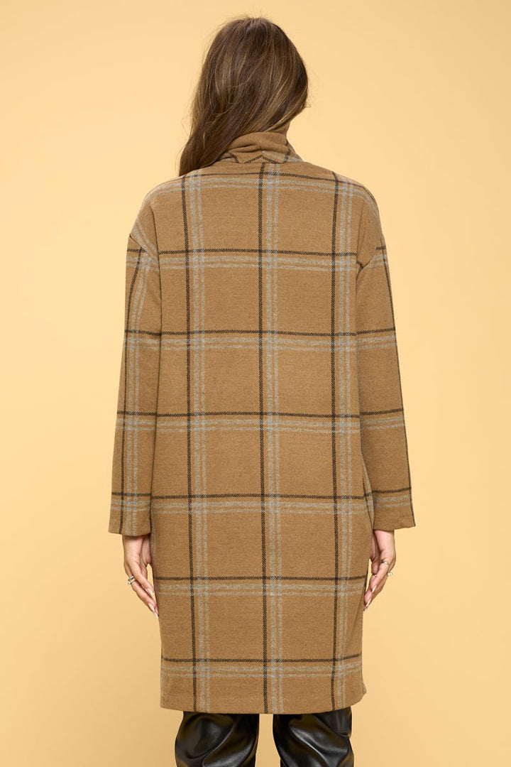 Plaid Coat With Buttons And Pockets 1