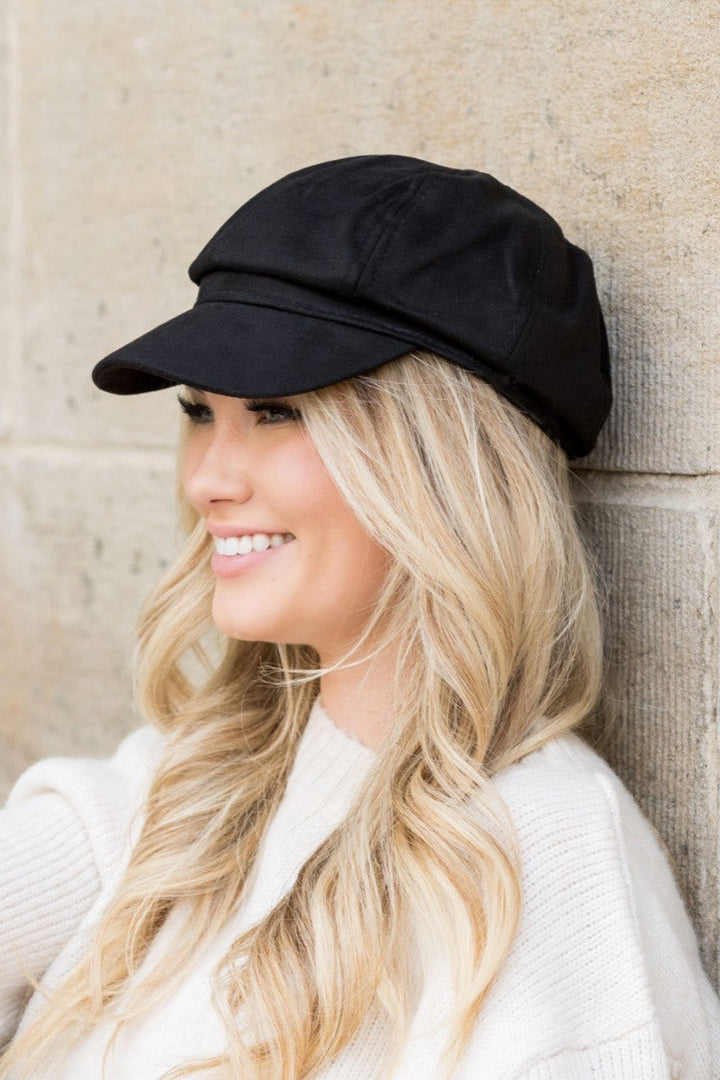 Blush Suede Newsboy Cap | Anekay