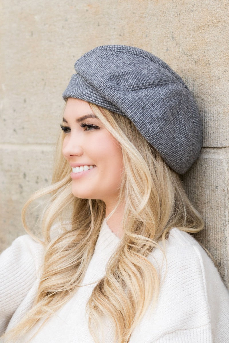 Cream Fold Over Beret | Anekay
