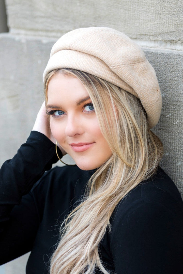 Mauve Fold Over Beret | Anekay