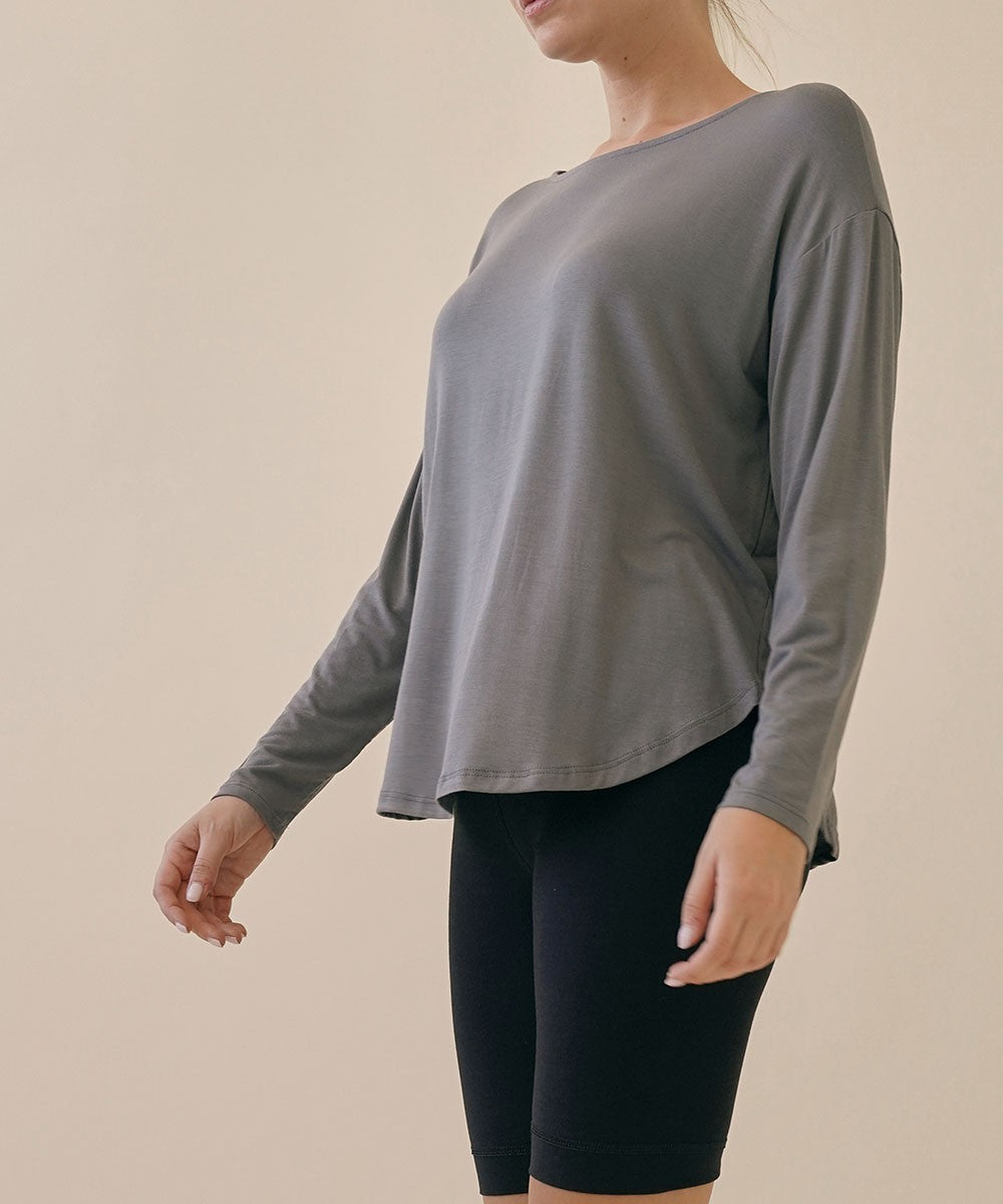 Olive Bamboo Dolman Long Sleeve Top