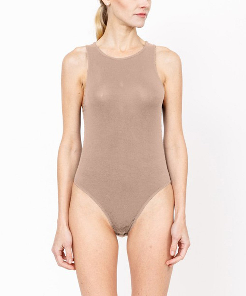 Olive Bamboo Halter Neck Bodysuit
