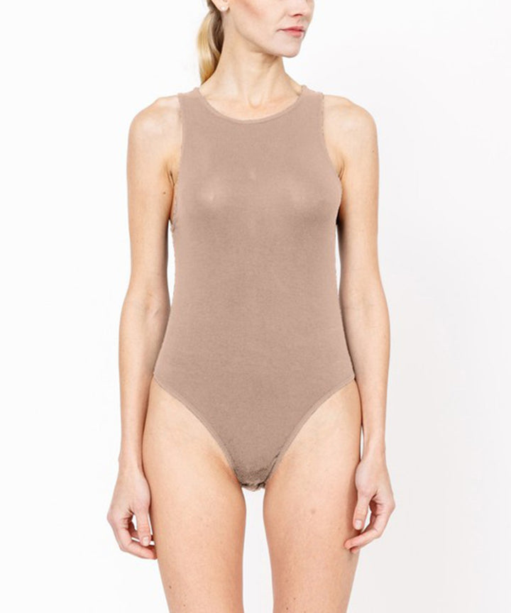 Olive Bamboo Halter Neck Bodysuit