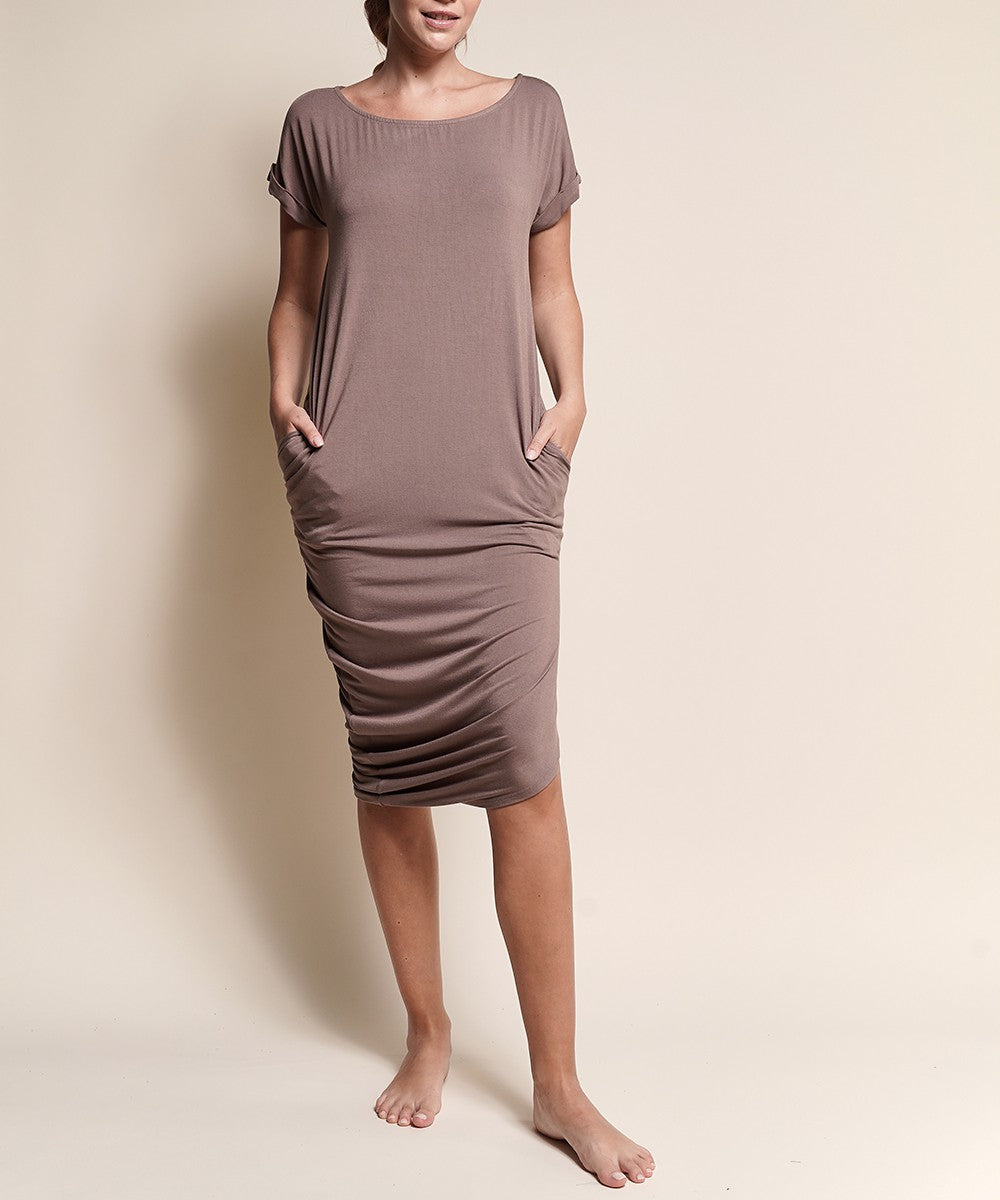 Bamboo Asymmetric Dolman Dress With Pockets