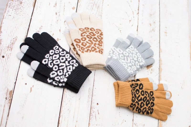 Leopard Stretch Touch Gloves | Anekay
