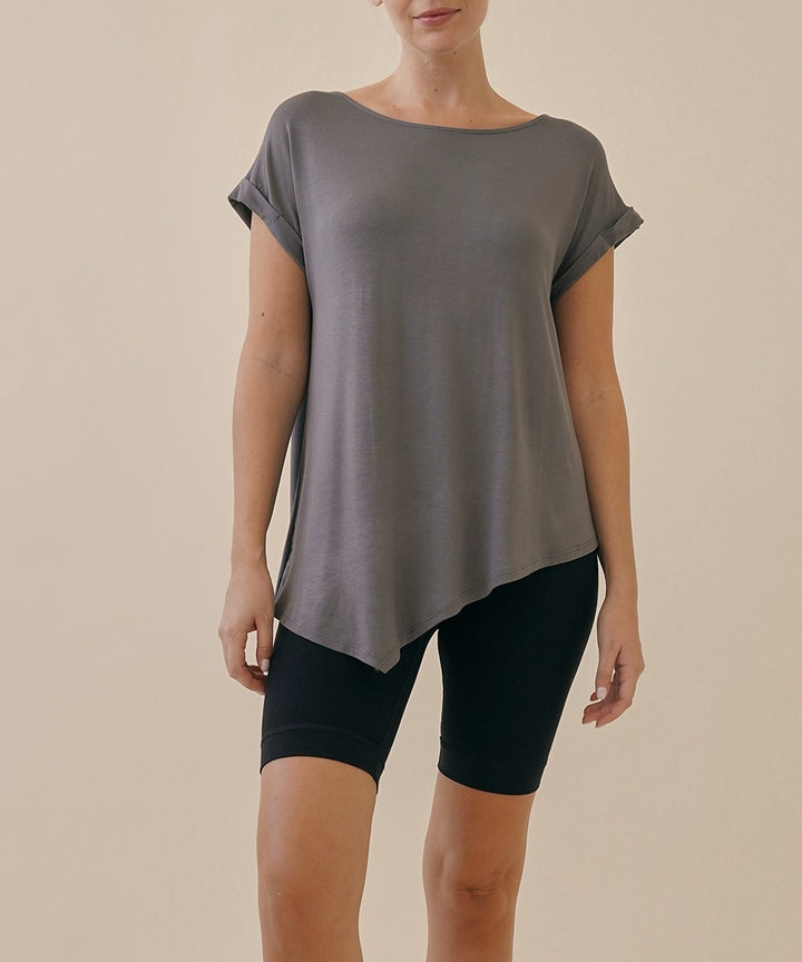 Mocha Bamboo Assymestric Tunic