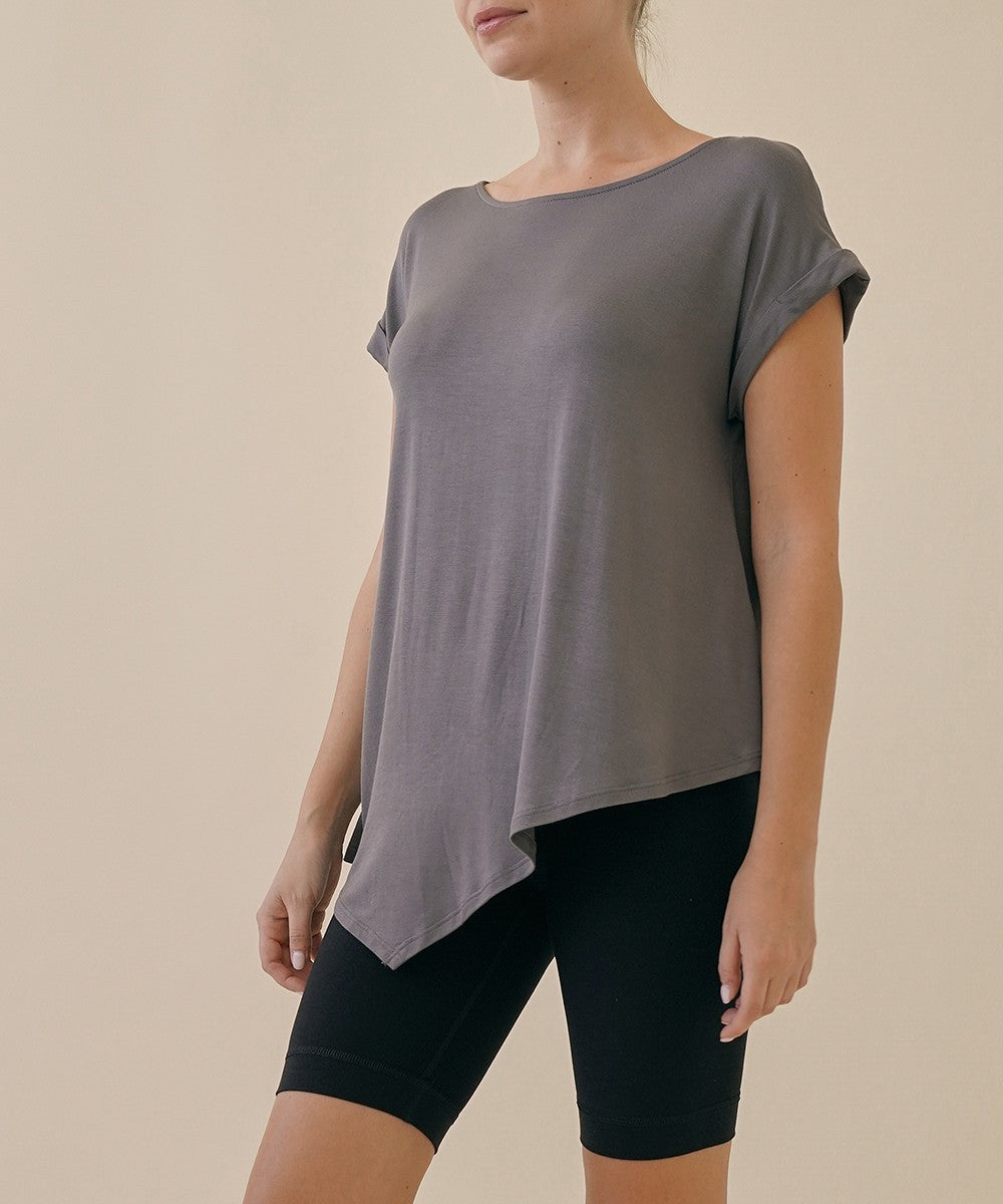 Mocha Bamboo Assymestric Tunic