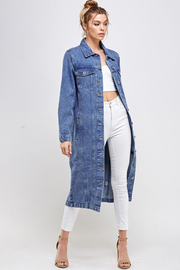 Dark White Non Stretch Third Quarter Denim Jacket