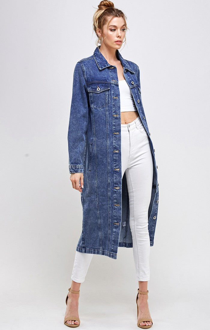 Dark White Non Stretch Third Quarter Denim Jacket