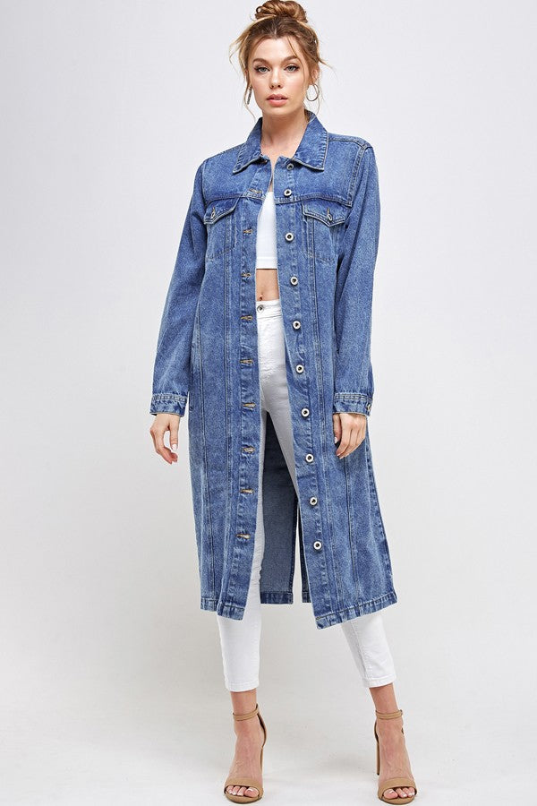 Dark White Non Stretch Third Quarter Denim Jacket
