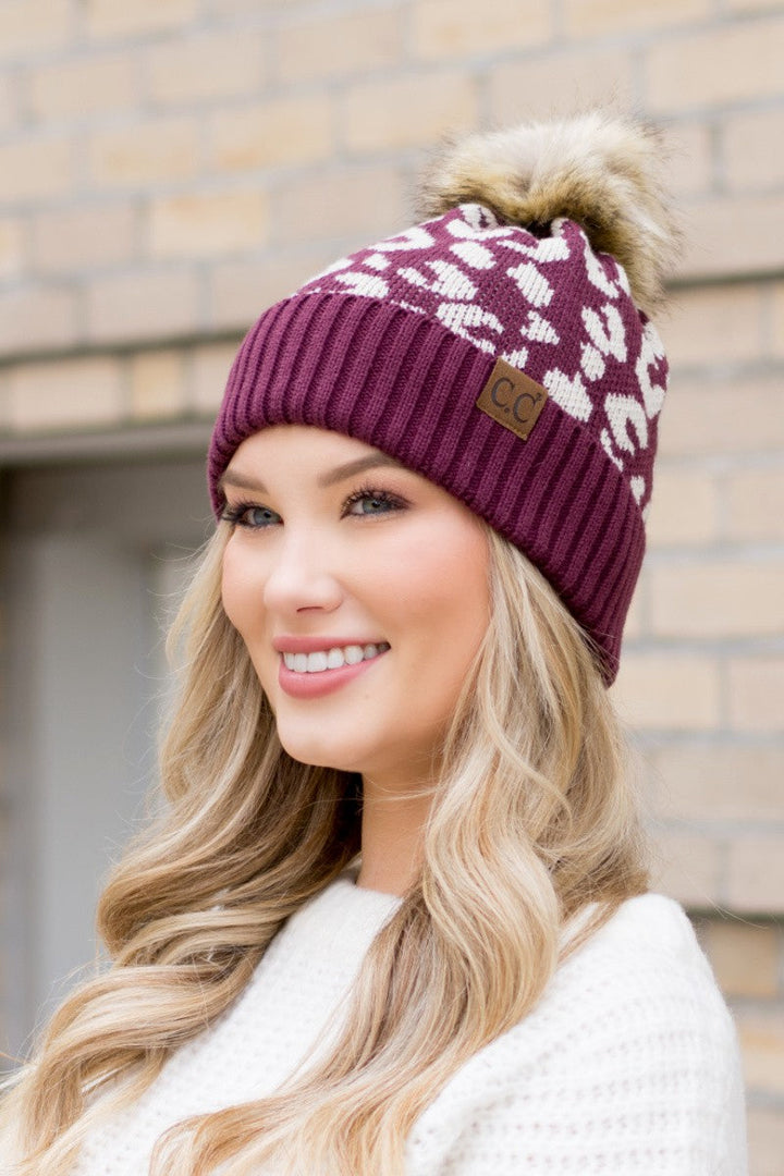 Leopard Fur Pom Beanie | Anekay
