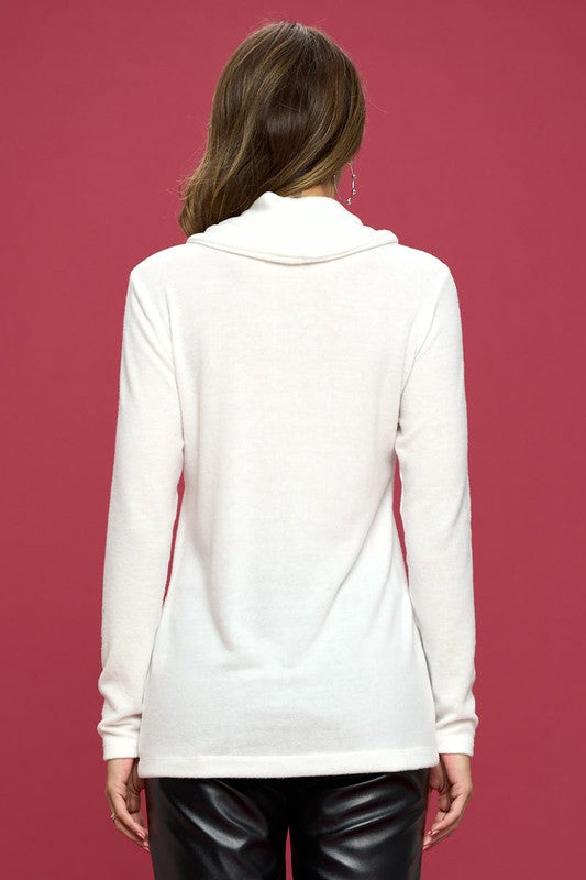 Extra Soft Brushed Knit Turtleneck Tunic Top 1
