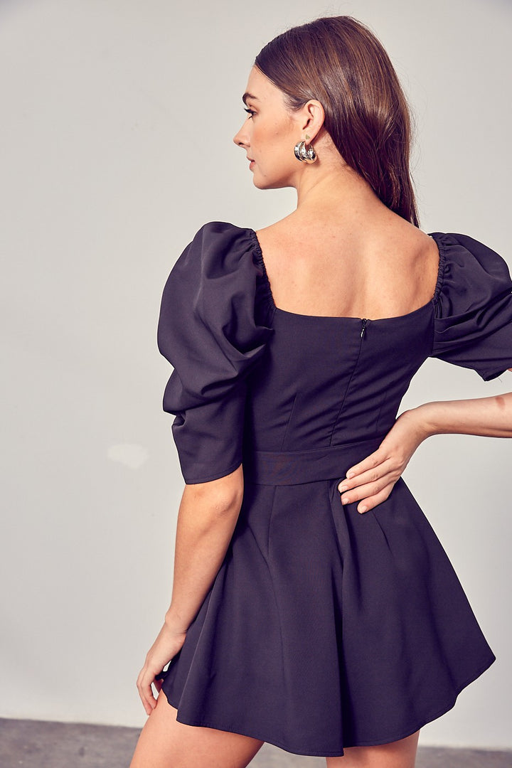 Black Wrap Front Side Tie Romper 1