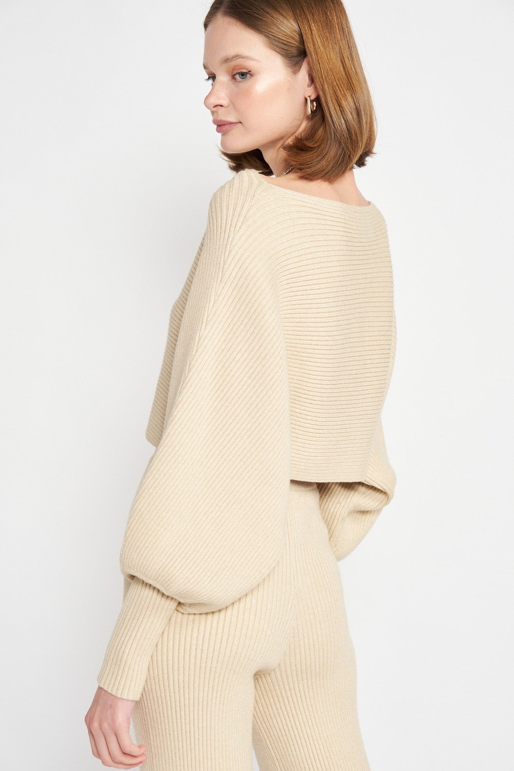Dolman Sleeve Cropped Sweater