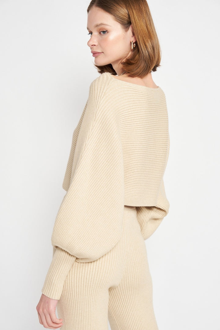 Dolman Sleeve Cropped Sweater