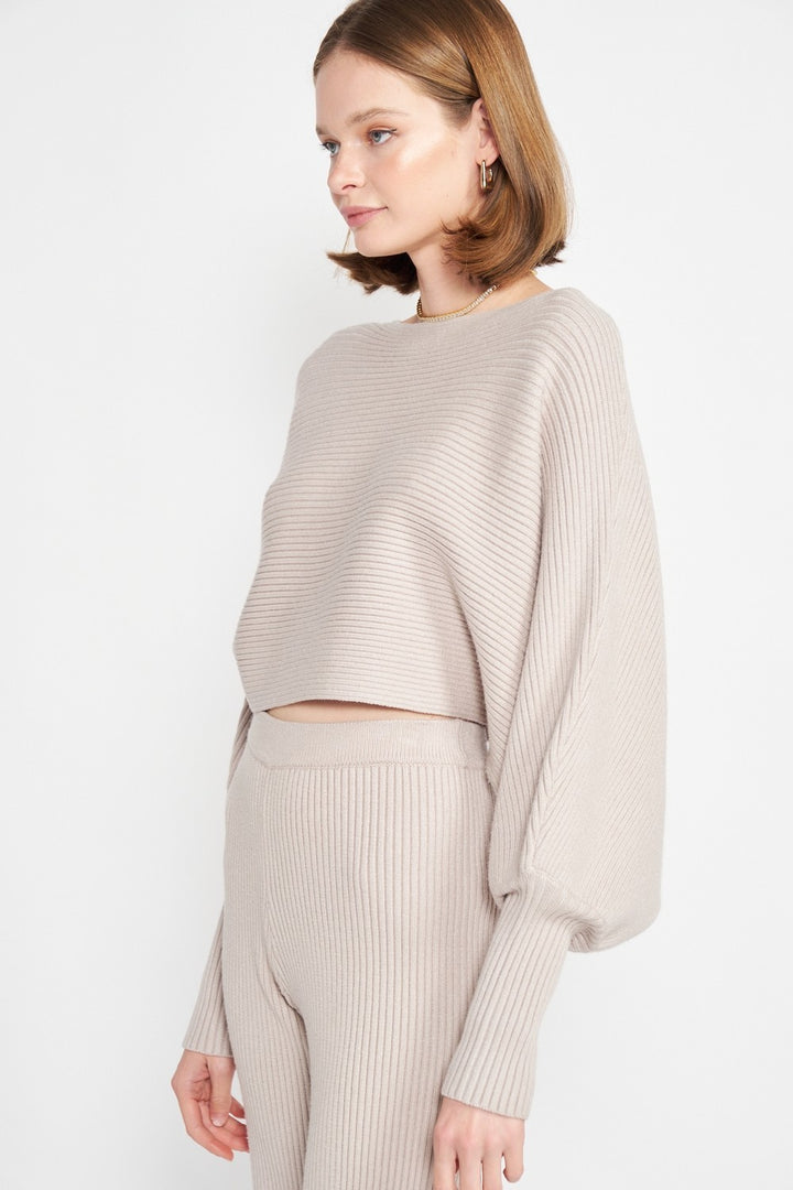 Dolman Sleeve Cropped Sweater