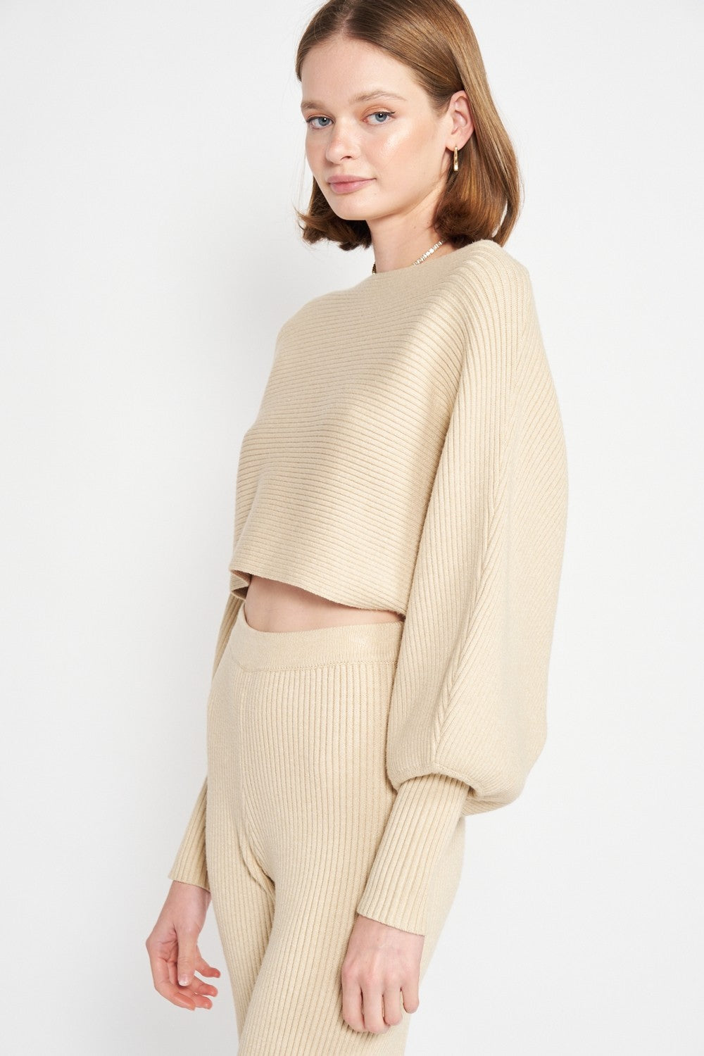 Dolman Sleeve Cropped Sweater