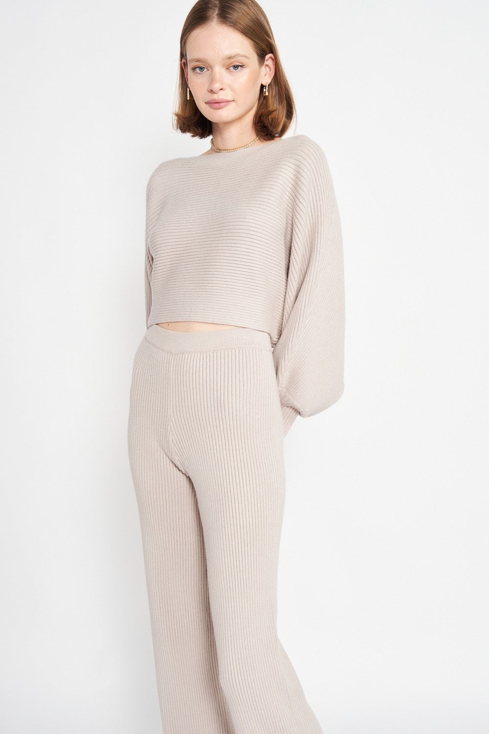 Dolman Sleeve Cropped Sweater