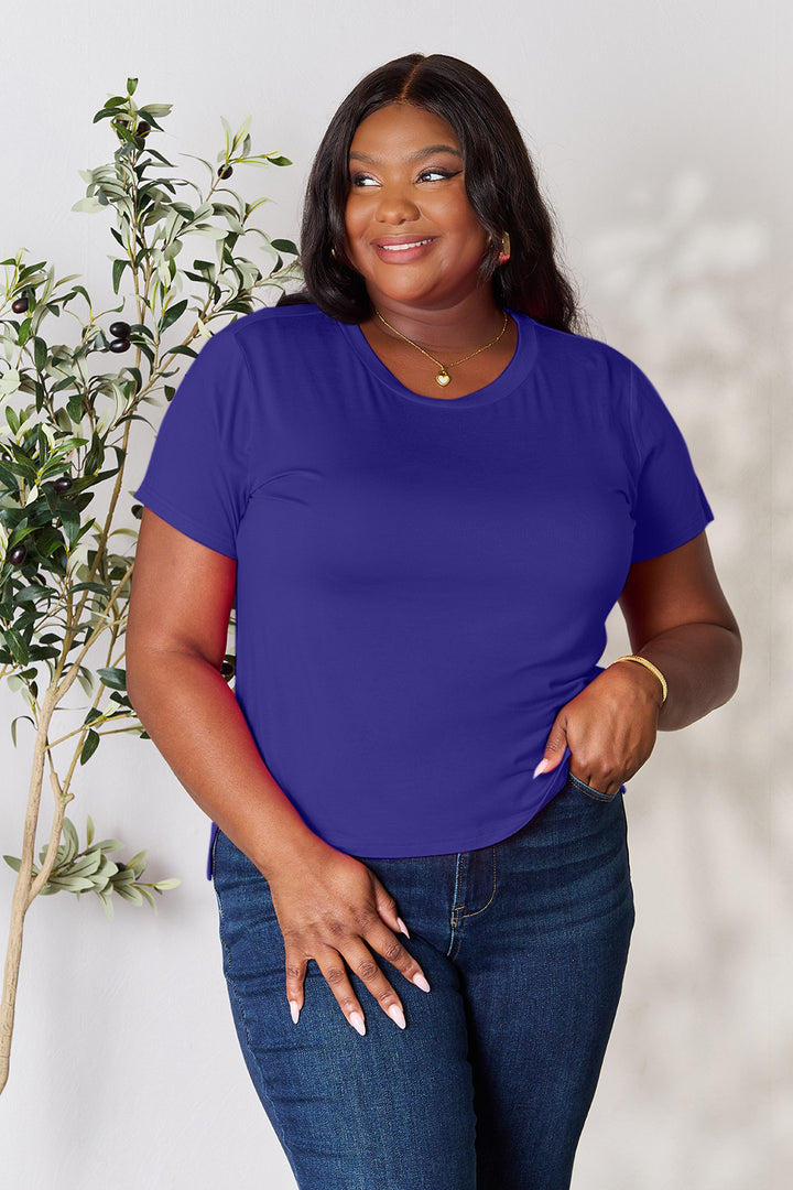 Royal  Blue Basic Bae Full Size Round Neck Short Sleeve T Shirt 1