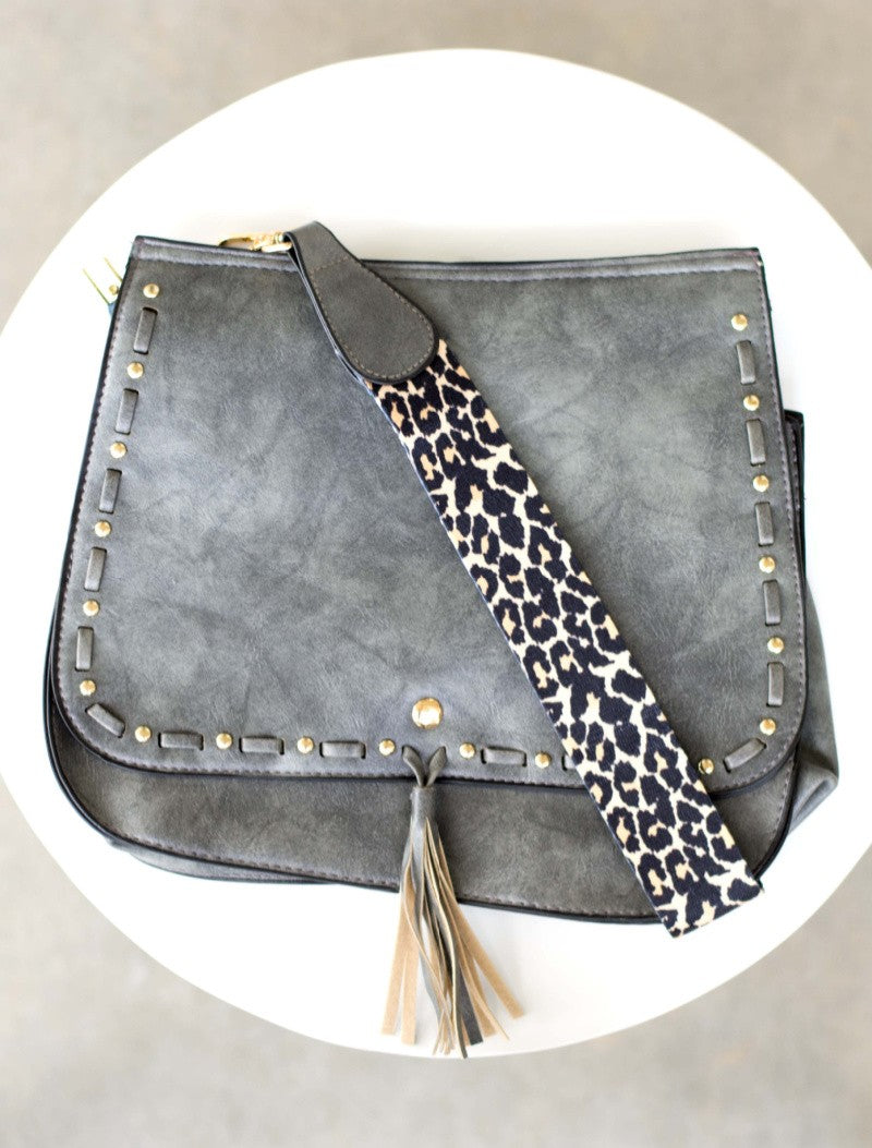 Leopard Strap Fold Over Crossbody Bag