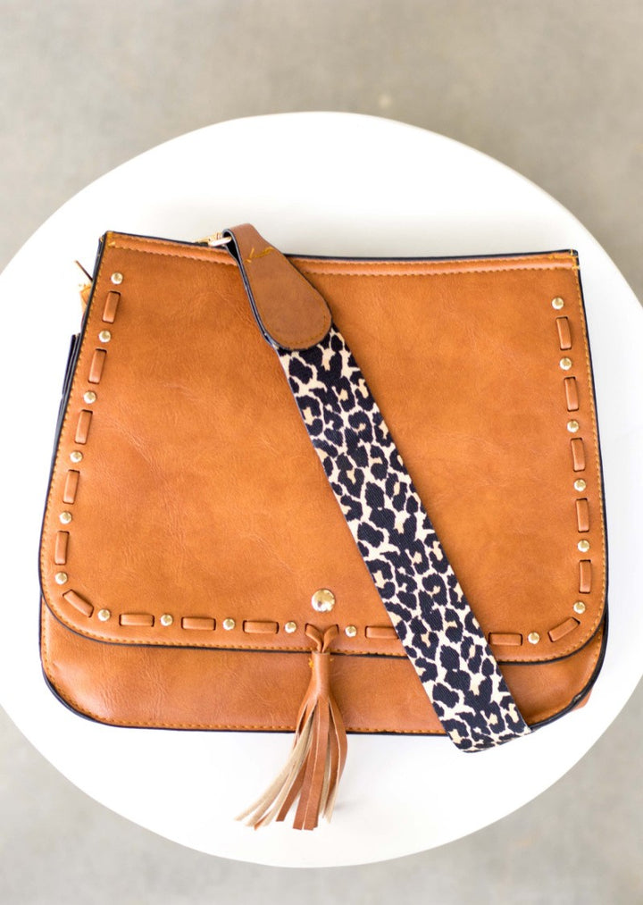 Leopard Strap Fold Over Crossbody Bag