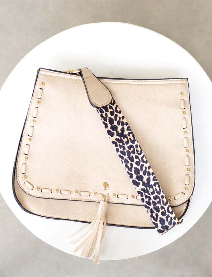 Leopard Strap Fold Over Crossbody Bag