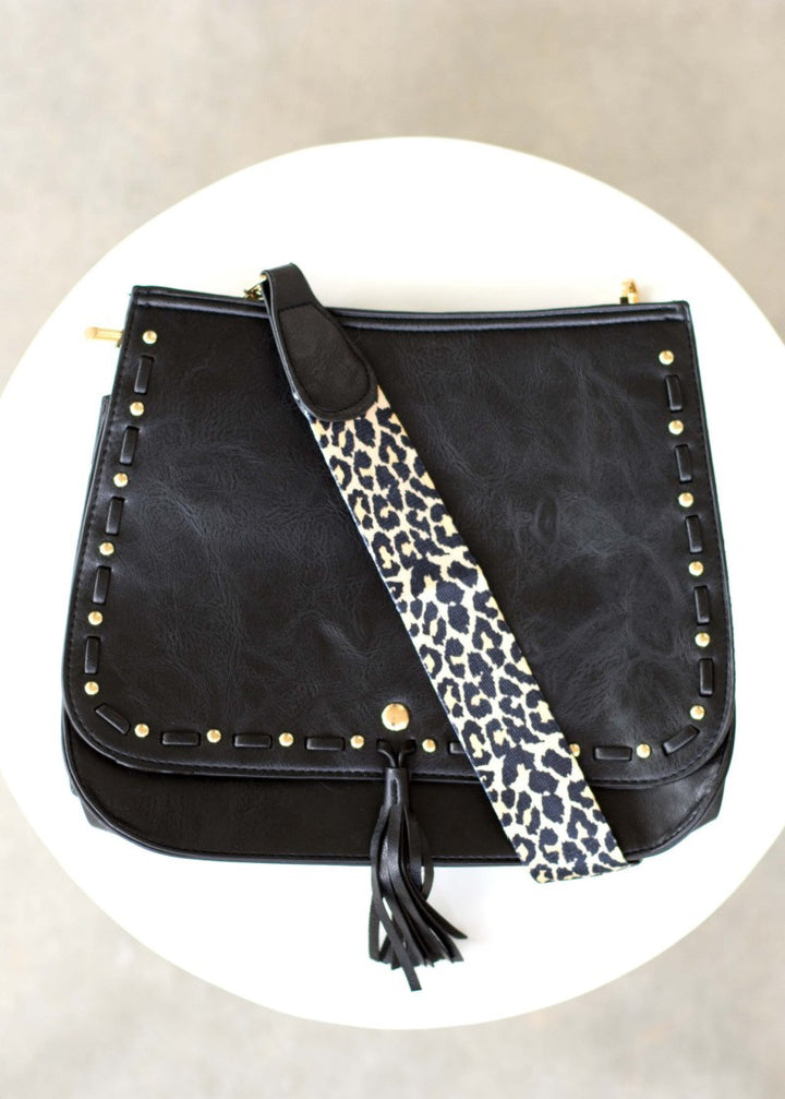 Leopard Strap Fold Over Crossbody Bag