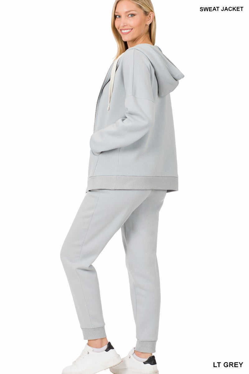 Mustard Zipper Hoodie Sweat Jacket Sweat Pants Set