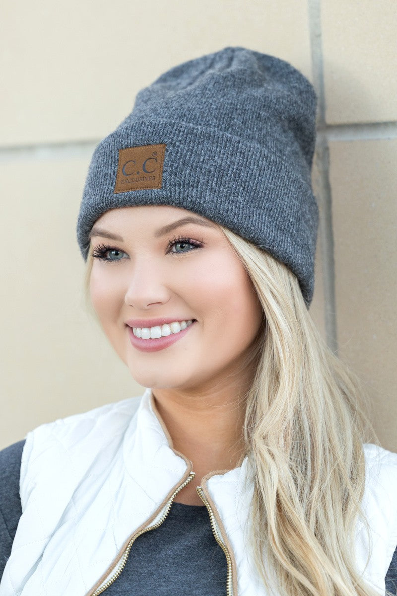 Beige Cc Heathered Boyfriend Beanie | Anekay
