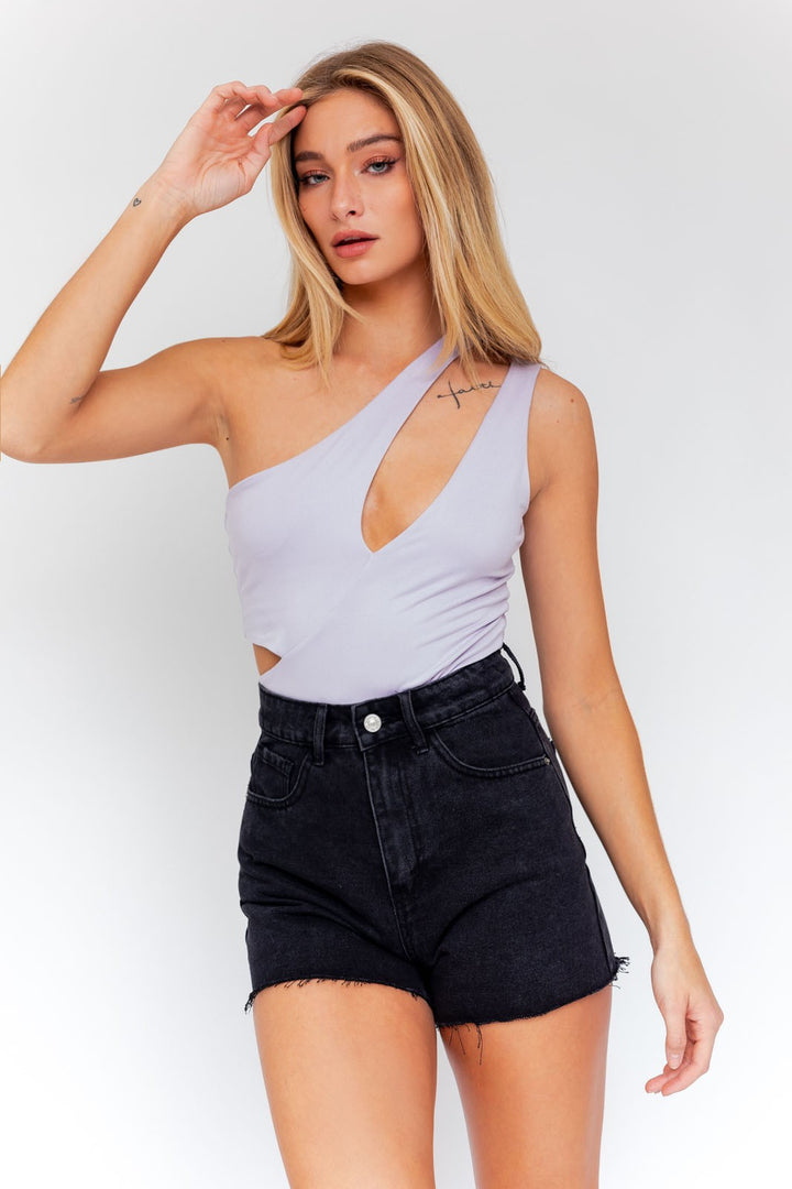 Lavender Cut Out Tank Bodysuit