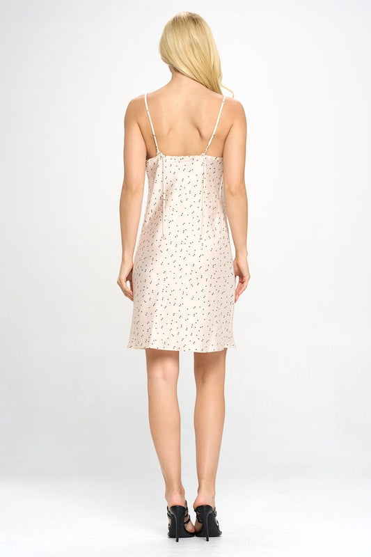Made In Usa Star Print Satin Slip Dress