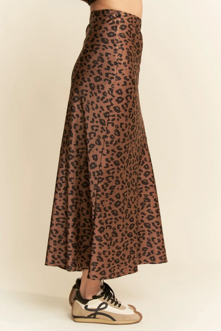 Davi Dani Leopard Animal Print Long Length Skirt