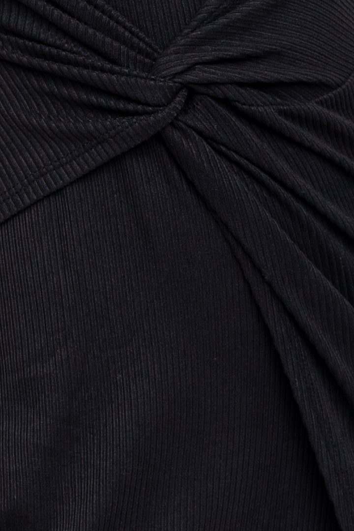 Sleeveless Twist Wrap Rib Midi Dress